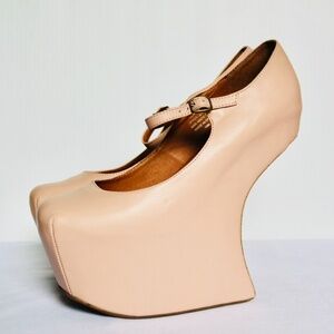 Jeffery Campbell Pink Leather Night Walk Platform Size 10 No Heels Unique Shoes